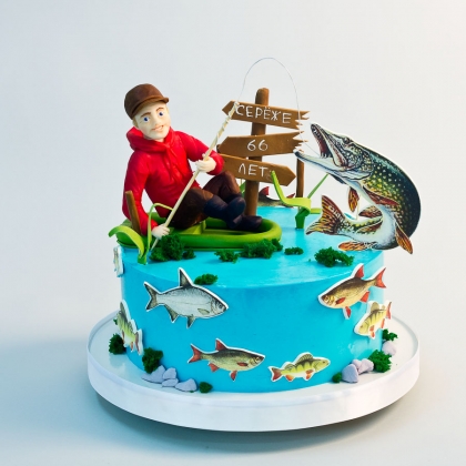 Торт с рыбаком
