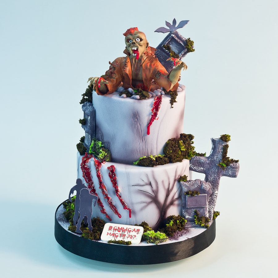 Торт с фигурками зомби из шоколадной пасты на день рождения мужчине ребенку  девушке