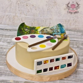 Торт с красками акварель